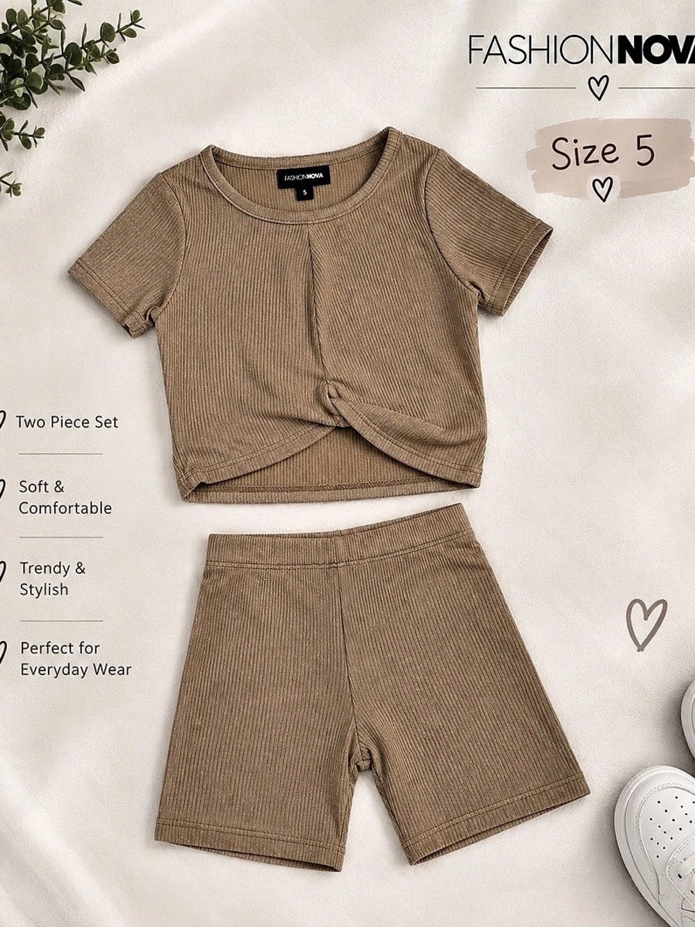Fashion Nova Brown Two-Piece Set Girls Size 5